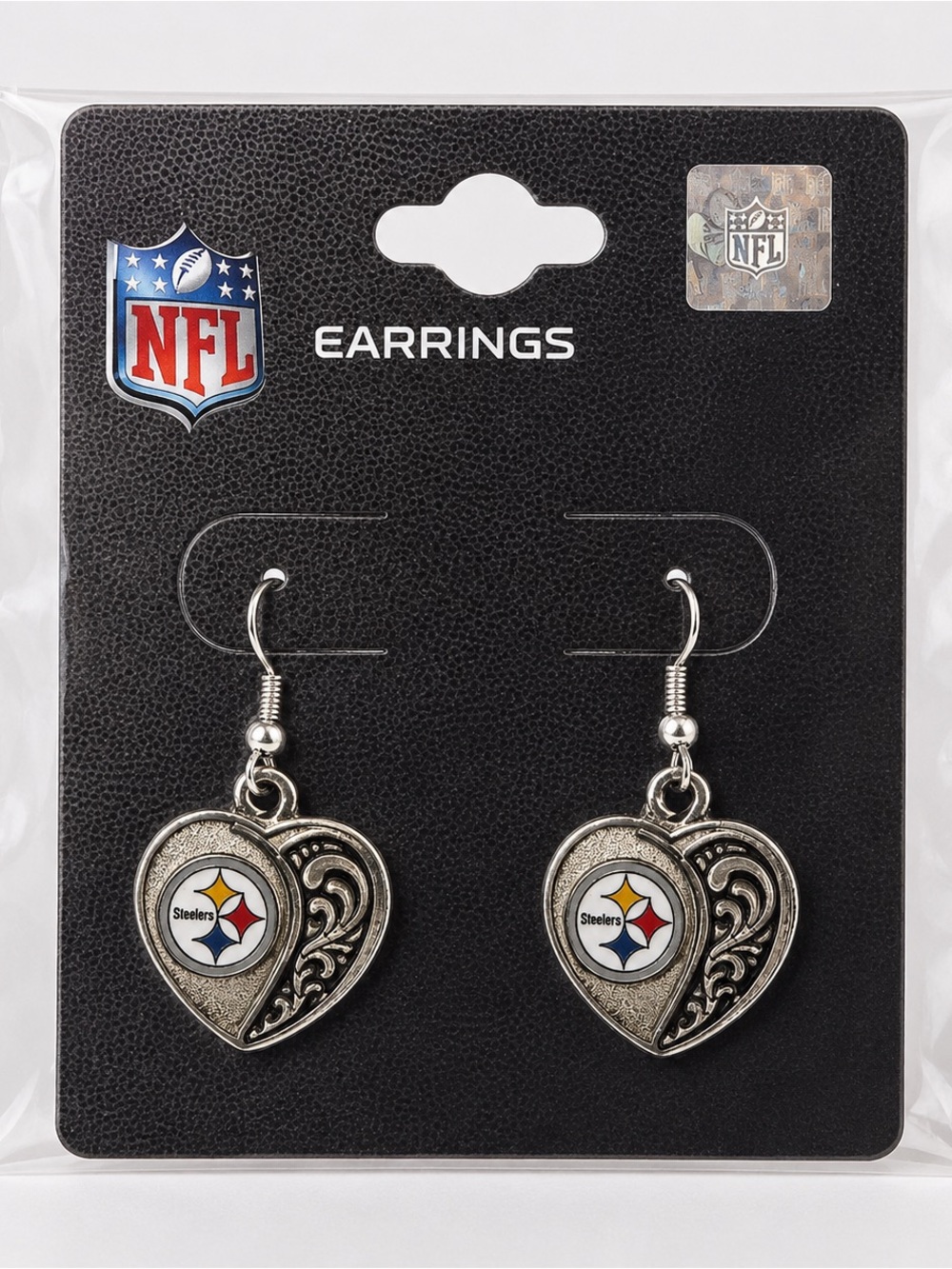 NFL Steelers Heart Earrings Licensed NEW